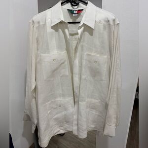 Classic White Button-Front Guayabera 2X